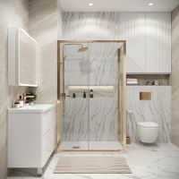 Душевой уголок Grossman Cosmo 100х70 120.K33.02.1070.32.00 профиль Золото сатин стекло прозрачное — фото 1, Прямоугольные душевые уголки