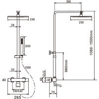 Душевая система Berges Kalisto 3S 075024 с термостатом Черная матовая — фото 9, Душевые стойки
