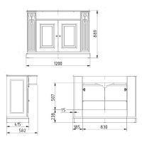 Тумба под раковину Migliore Ravenna 120 27061 Слоновая кость с золотом без столешницы — фото 3, Мебель для ванной