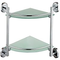 Стеклянная полка Ростовская Мануфактура Сантехники A9010 угловая Хром — фото 1, Полки для ванной и душа