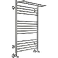 Водяной полотенцесушитель Terminus Аврора П16 500х800 4670078529428 с полкой Хром, нижнее подключение, G 1/2" ВР, с угловым соединением — фото 1, Водяные полотенцесушители