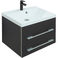 Тумба с раковиной Aquanet Верона 58 287644 подвесная Черная матовая — фото 1, Тумбы с раковиной