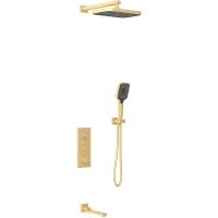 Душевая система Vincea VSFW-433T1BG с термостатом Брашированное золото — фото 1, Встраиваемые душевые комплекты