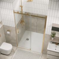 Душевая дверь Grossman Classic 120 100.K33.04.120.32.00 профиль Золото сатин стекло прозрачное — фото 4, Раздвижные душевые двери