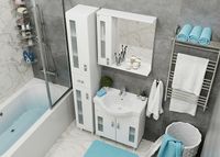 Зеркало со шкафом Onika Кристалл 67.02 206705 с подсветкой Белое — фото 9, Зеркальные шкафы в ванную