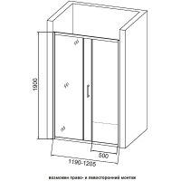 Душевая дверь в нишу Orange E02-120TCR 120 профиль Хром стекло прозрачное — фото 7, Раздвижные душевые двери