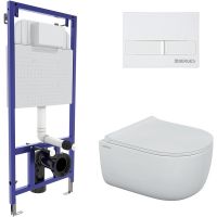 Комплект унитаза с инсталляцией Berges Novum L1 043309 с сиденьем Микролифт и Белой клавишей смыва — фото 1, Комплекты унитаз + инсталляция