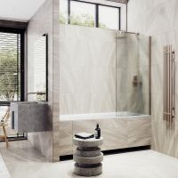 Шторка на ванну Maybah Glass MGV-91-2ш 500x1400 в широком профиле Бронза стекло сатиновое — фото 3, Неподвижные шторки для ванной