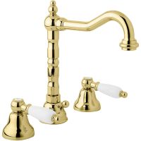 Смеситель для раковины Cezares First BLS2 ручки Белые Золото — фото 1, Смесители для раковины