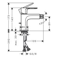 Смеситель для биде Hansgrohe Rebris E 72211670 Черный матовый — фото 2, Смесители для биде