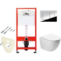 Комплект унитаза SantiLine SL-5005 с инсталляцией Tece Profil 9400412 с сиденьем Микролифт и клавишей смыва Хром глянцевый — фото 1, Комплекты унитаз + инсталляция