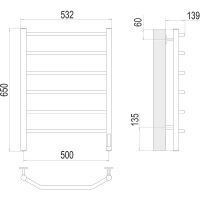 Электрический полотенцесушитель Terminus Виктория П6 500х650 4670078531193 Хром — фото 4, Электрические полотенцесушители