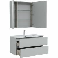 Комплект мебели для ванной Aquanet Алвита New 100 274528 подвесной Серый матовый — фото 4, Комплекты мебели для ванной