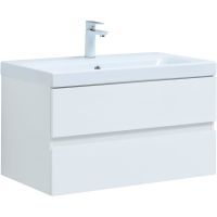 Тумба под раковину Aquanet Беркли 80 302351 подвесная Белый глянец — фото 1, Мебель для ванной