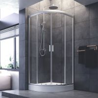 Душевой уголок AM.PM Gem W90G-401-090WT Профиль матовый хром, стекло прозрачное — фото 2, Душевые уголки