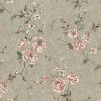 Обои RASCH Factory Style 947526 Винил на флизелине (1,06*10,05) Серый/Золото/Розовый, Цветы — фото 1, Обои для стен