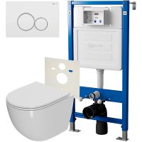 Комплект унитаза с инсталляцией Point Афина PN48051WC с сиденьем Микролифт и Белой Хром клавишей смыва — фото 1, Унитазы