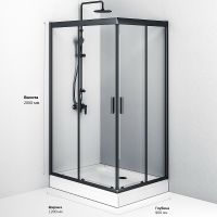 Душевой уголок AM.PM Gem 120х90 W90G-404-120290-BT профиль Черный матовый стекло прозрачное — фото 6, Прямоугольные душевые уголки