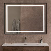 Зеркало BelBagno Kraft 100 SPC-KRAFT-1000-800-SENS-NERO с подсветкой Черное с сенсорным выключателем — фото 1, Зеркала в ванную комнату