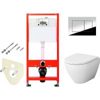 Комплект унитаза AM.PM Spirit FlashClean C701700WH+C707857WH с инсталляцией Tece Profil 9400412 с сиденьем Микролифт и клавишей смыва Хром глянцевый — фото 1, Комплекты унитаз + инсталляция