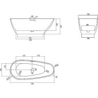 Ванна из искусственного камня Abber Dortmund 170x75 AM9911 Белая без гидромассажа — фото 8, Ванны из искусственного камня
