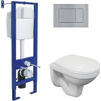 Комплект унитаза Berges Gamma с инсталляцией Atom 043337 с сиденьем Микролифт и клавишей смыва Хром глянец — фото 1, Комплекты унитаз + инсталляция