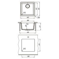 Кухонная мойка Lemark Sinara 400-U 9910062 Бежевая — фото 4, Кухонные мойки