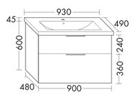 Тумба с раковиной Burgbad Eqio 93 SEYQ093F2632C001*1 подвесная Фланелевый дуб — фото 9, Мебель для ванной