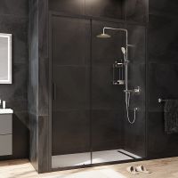 Душевая дверь AM.PM Gem 140 W90G-140-1-195BT профиль Черный матовый стекло прозрачное — фото 2, Раздвижные душевые двери