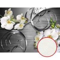 Фреска Ortograf 3D 6665 Фактура флок FLK Флизелин (2,5*1,84) Серый/Белый, Цветы/Абстракция — фото 1, Фрески