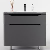 Тумба под раковину Style Line Марелла 90 Люкс Plus СС-00002418 Серый матовый антискрейтч — фото 1, Мебель для ванной