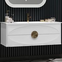 Тумба под раковину Opadiris Ибица 120 00-00007079 подвесная Белая глянцевая Золото — фото 1, Мебель для ванной