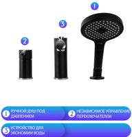 Смеситель на борт ванны Gappo G03-6 G1103-6 Черный матовый Хром — фото 5, Смесители на борт ванны