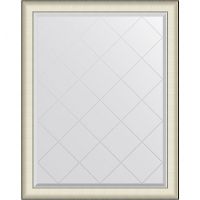 Зеркало Evoform Exclusive-G 119х94 BY 4573 с гравировкой в багетной раме - Белая кожа с хромом 78 мм — фото 1, Мебель для ванной