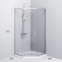 Душевой уголок AM.PM Gem 90x90 W90G-405-090MT профиль Хром матовый стекло прозрачное — фото 8, Душевые уголки