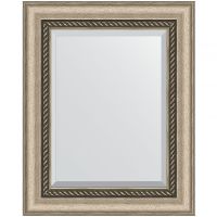 Зеркало Evoform Exclusive 53х43 BY 1354 с фацетом в багетной раме - Состаренное серебро с плетением 70 мм — фото 1, Мебель для ванной
