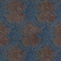 Обои Decori-Decori Bukhara 82743 Винил на флизелине (1,06*10,05) Синий/Коричневый, Дамаск — фото 1, Обои для стен