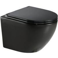 Унитаз CeramaLux 2197MB подвесной Черный матовый с сиденьем Микролифт — фото 1, Подвесные унитазы