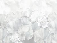 Панно Zambaiti Parati Satin Flowers IV Z66874 Винил на флизелине (3*5,1) Серый/Голубой, Листья/Цветы — фото 2, Обои для стен