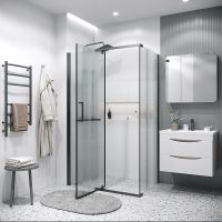 Душевой уголок Grossman Pragma 120х80 120.K33.03.1280.21.02 профиль Черный матовый стекло шиншилла — фото 4, Душевые уголки