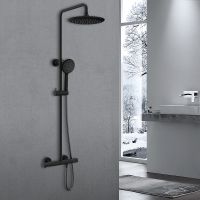 Душевая система Vincea Desire VSFS-1D0TMB с термостатом Черная матовая — фото 4, Душевые стойки