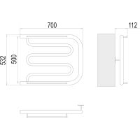 Товар: Водяной полотенцесушитель Terminus Фокстрот (1) 500x700 4620768881305 с полкой Хром, боковое подключение, G 1" НР - фото 3 Водяной полотенцесушитель Terminus Фокстрот (1) 500x700 4620768881305 с полкой Хром, боковое подключение, G 1" НР — фото 3, Водяные полотенцесушители