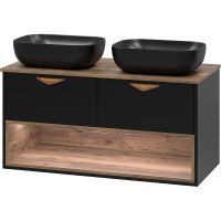 Тумба под раковину Brevita Bergen 105 BER-07105-19-02-2Я подвесная Черная матовая Дуб Галифакс олово — фото 6, Мебель для ванной