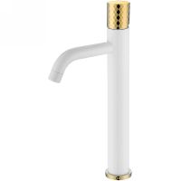 Смеситель для раковины Boheme Stick 122-WG Белый Золото — фото 1, Смесители