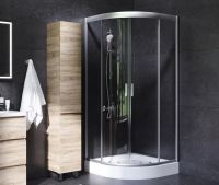 Комплект душевого уголка AM.PM Gem UK91SA с поддоном с мебелью с унитазом с комплектом смесителей с душевым гарнитуром и аксессуарами — фото 7, Душевые уголки