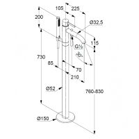 Смеситель для ванны Kludi Bozz 38590N076 Золото брашированное — фото 2, Смесители напольные