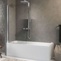 Шторка на ванну Novellini Aurora 75 AURORAN175-1K профиль Хром стекло прозрачное — фото 1, Неподвижные шторки для ванной