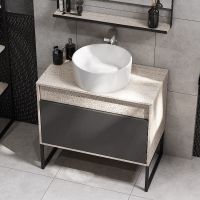 Тумба под раковину Aquaton Лофт Урбан 80 1A247601LQX60 подвесная Cерый графит Дуб орегон — фото 14, Мебель для ванной