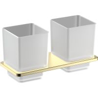 Стакан для зубных щеток Schein Klimt 9232BG двойной Золото матовое — фото 1, Мыльницы