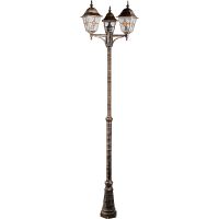 Фонарь Artelamp Madrid A1542PA-3BN Прозрачный Черный с золотом — фото 1, Уличное освещение